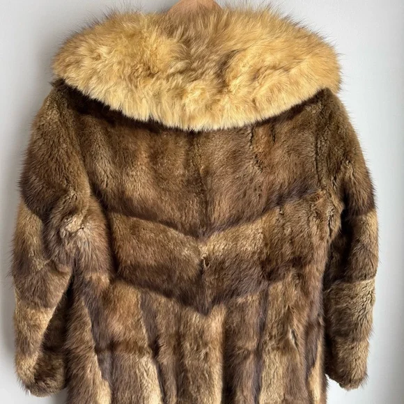 Vintage 70s Penny Lane Raccoon Fur Coat Fox Collar XS/S Longline Boho Statement - Picture 12 of 16